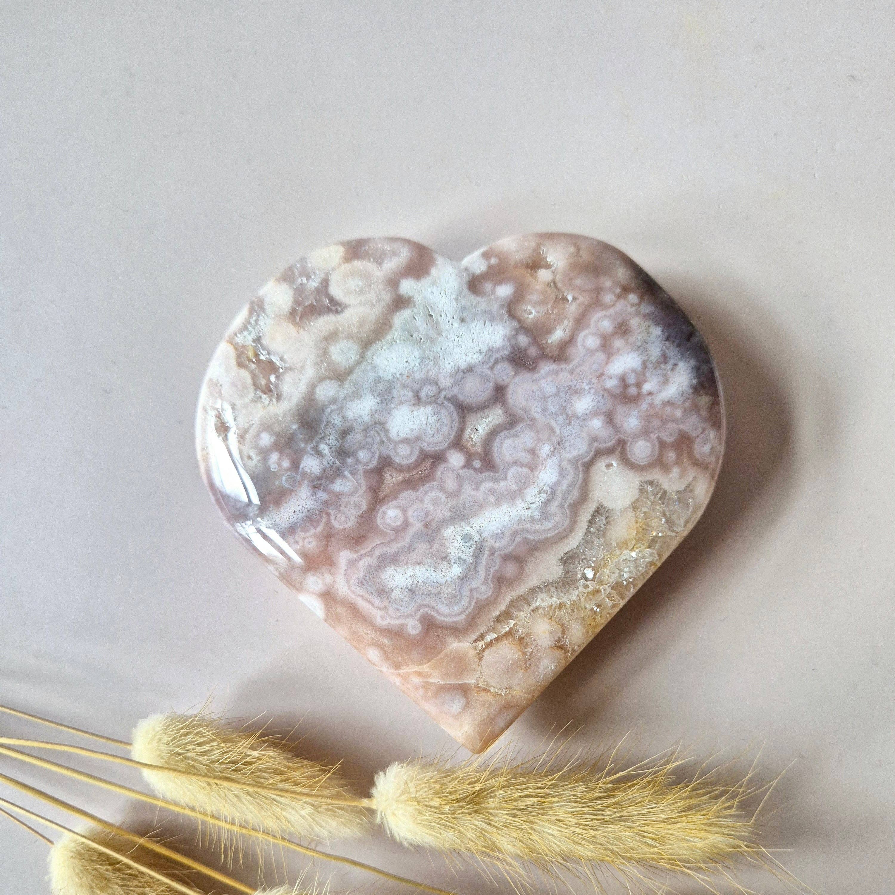 Gemstone Druzy Pink Amethyst Heart #10 8-10cm (Pink Amethyst)