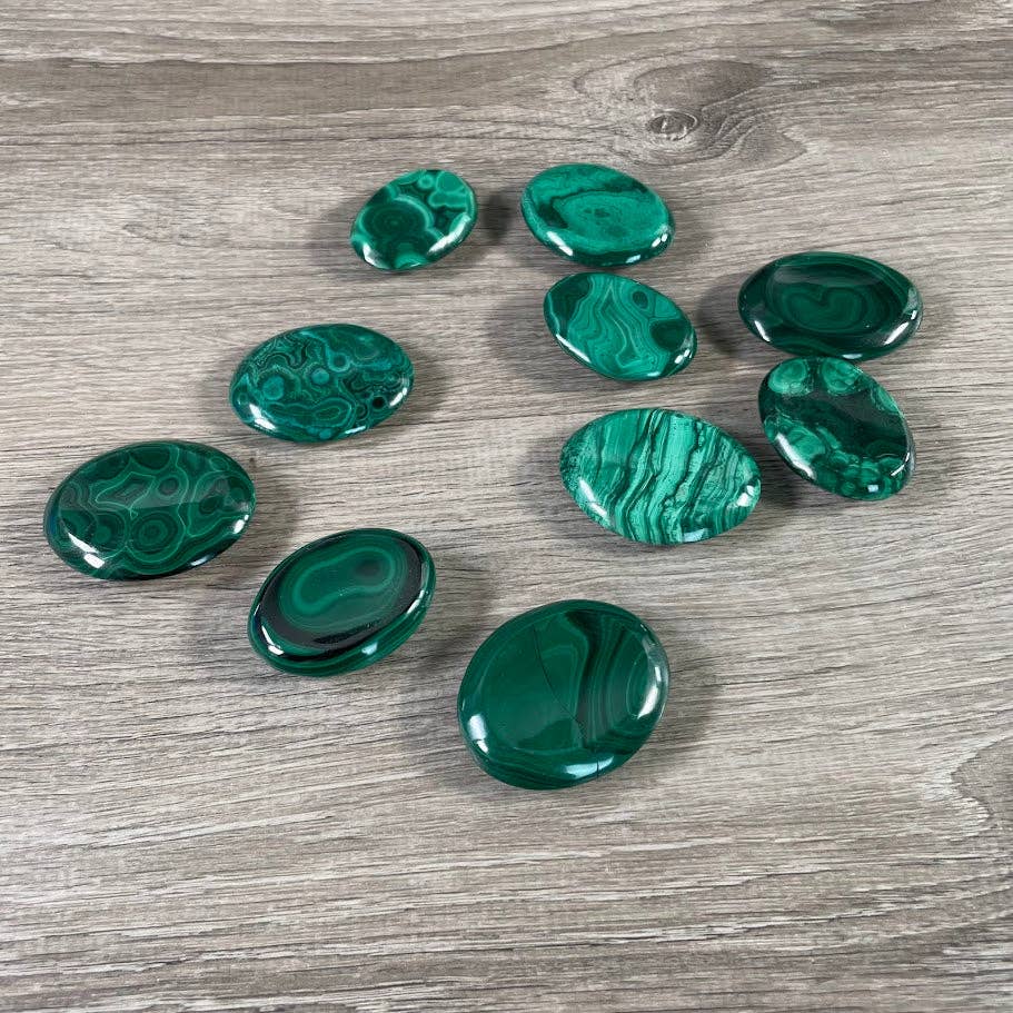 Malachite Worry Stones – Polished Thumb Stones for Crystal Shops