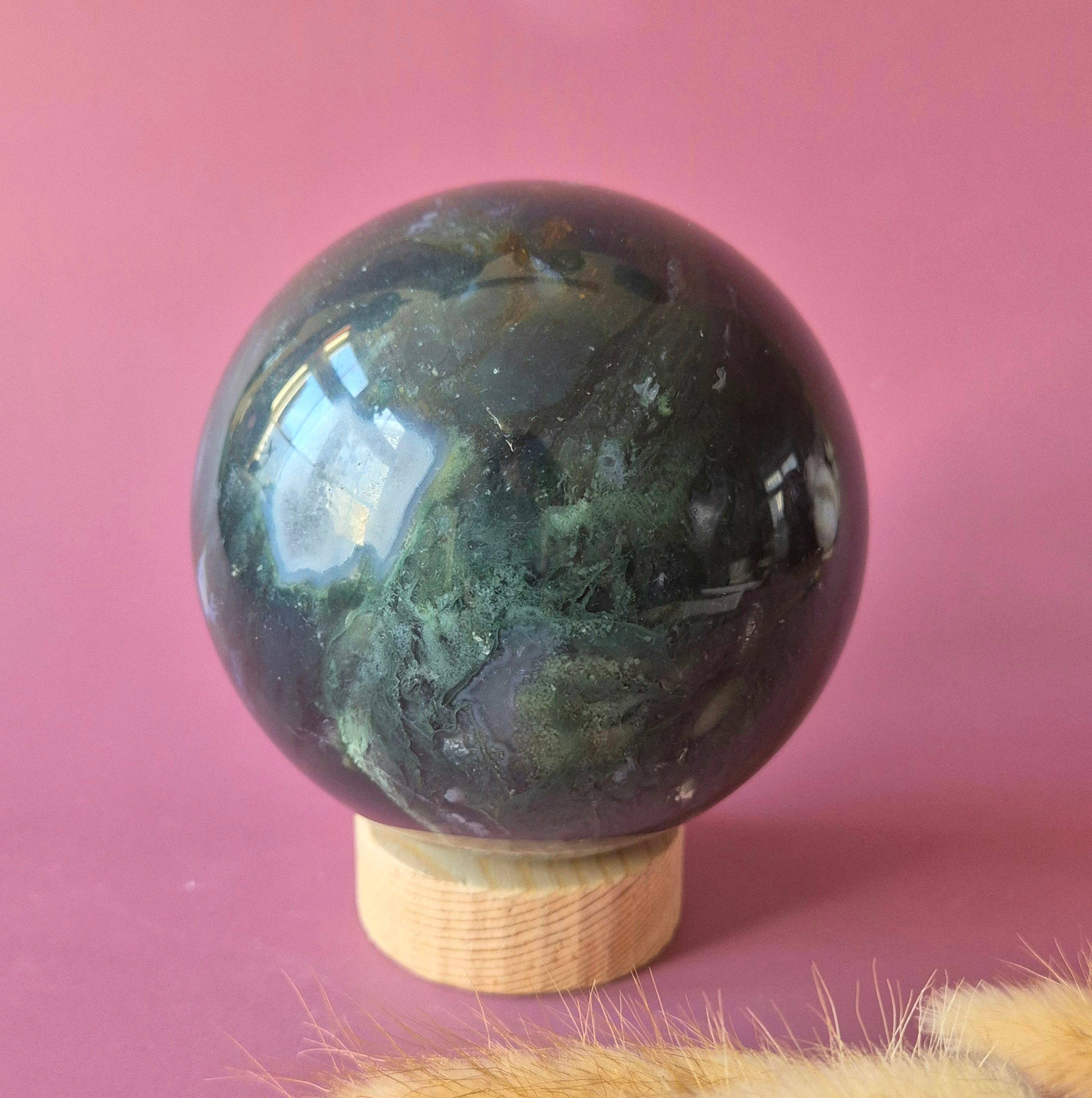 Crystal Gemstone Ball Moss Agate Druzy Geode sphere 100mm 1297g