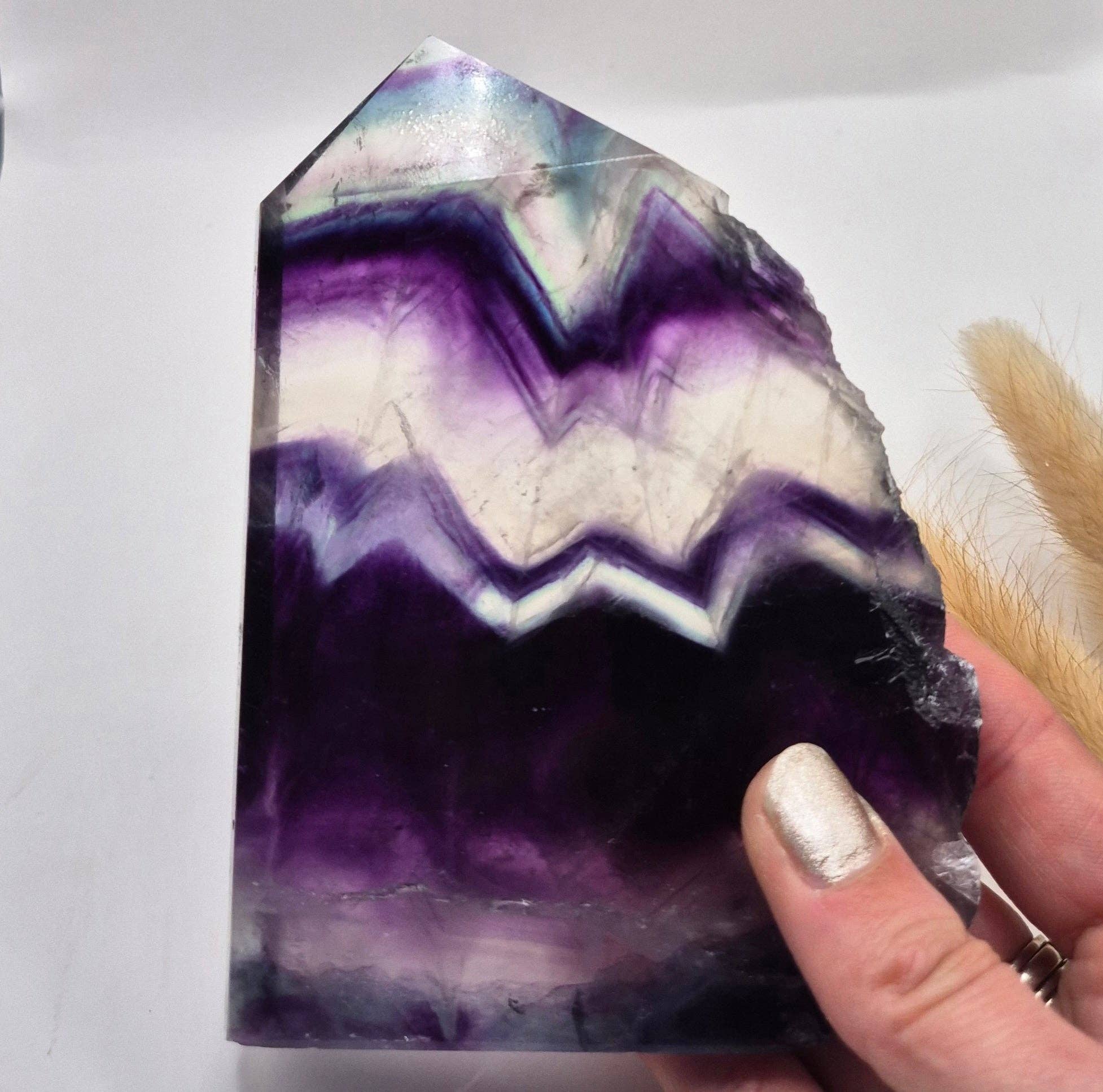Candy Fluorite sculpture with rough edge - 458g