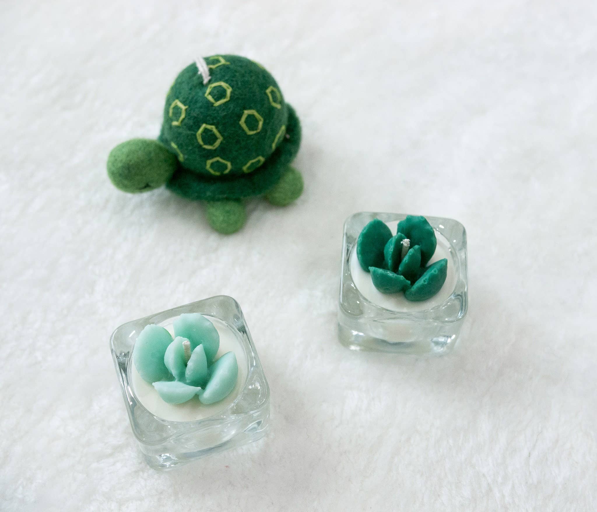 Succulent Tealight Candles | Soy Blend: Hens and Chick Succulent / Pink