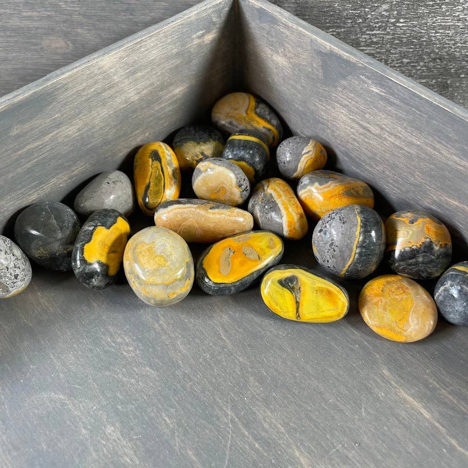 Bumblebee Jasper Tumbled Stones – 1 lb Bulk Lot for Crystal Shops
