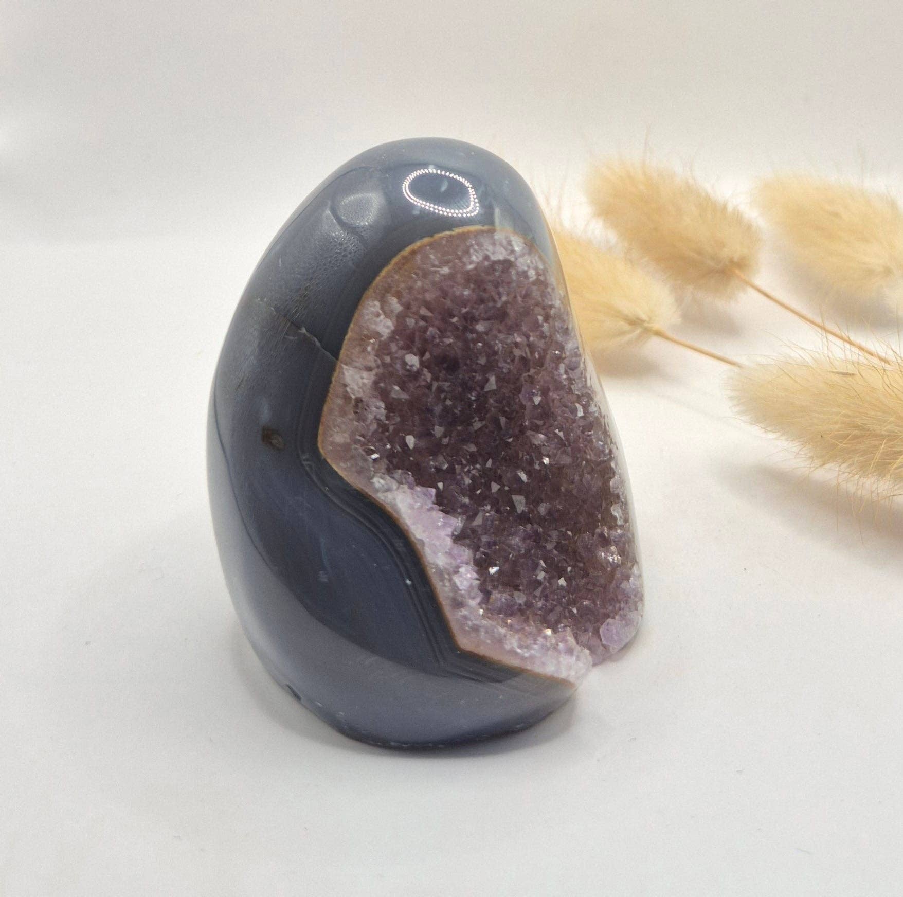 Druzy Gray Agate Freeform / Standing Gemstone Crystal - #47 215g