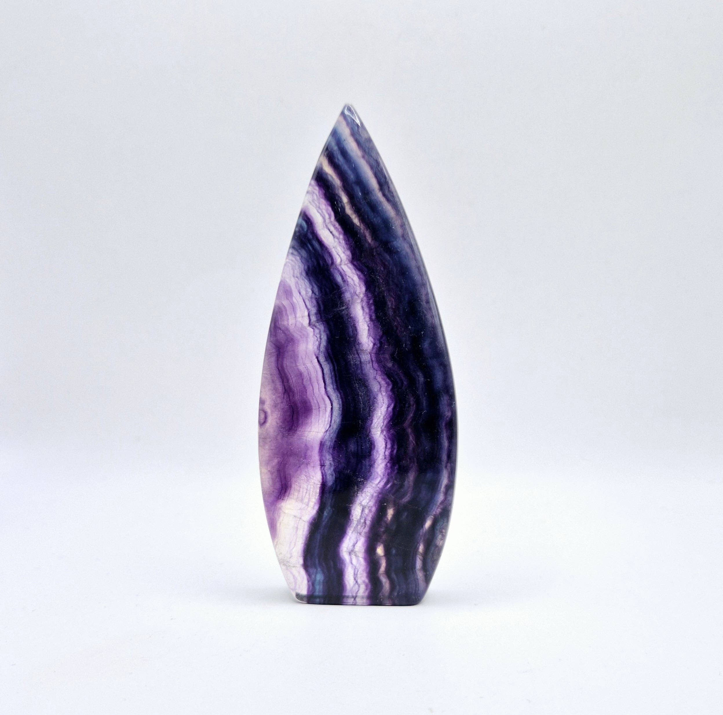 Colorful Rainbow Candy Fluorite - Teardrop Shaped Standing Gemstone Crystal Flame: N. Candy Fluorite Flame 213 grams