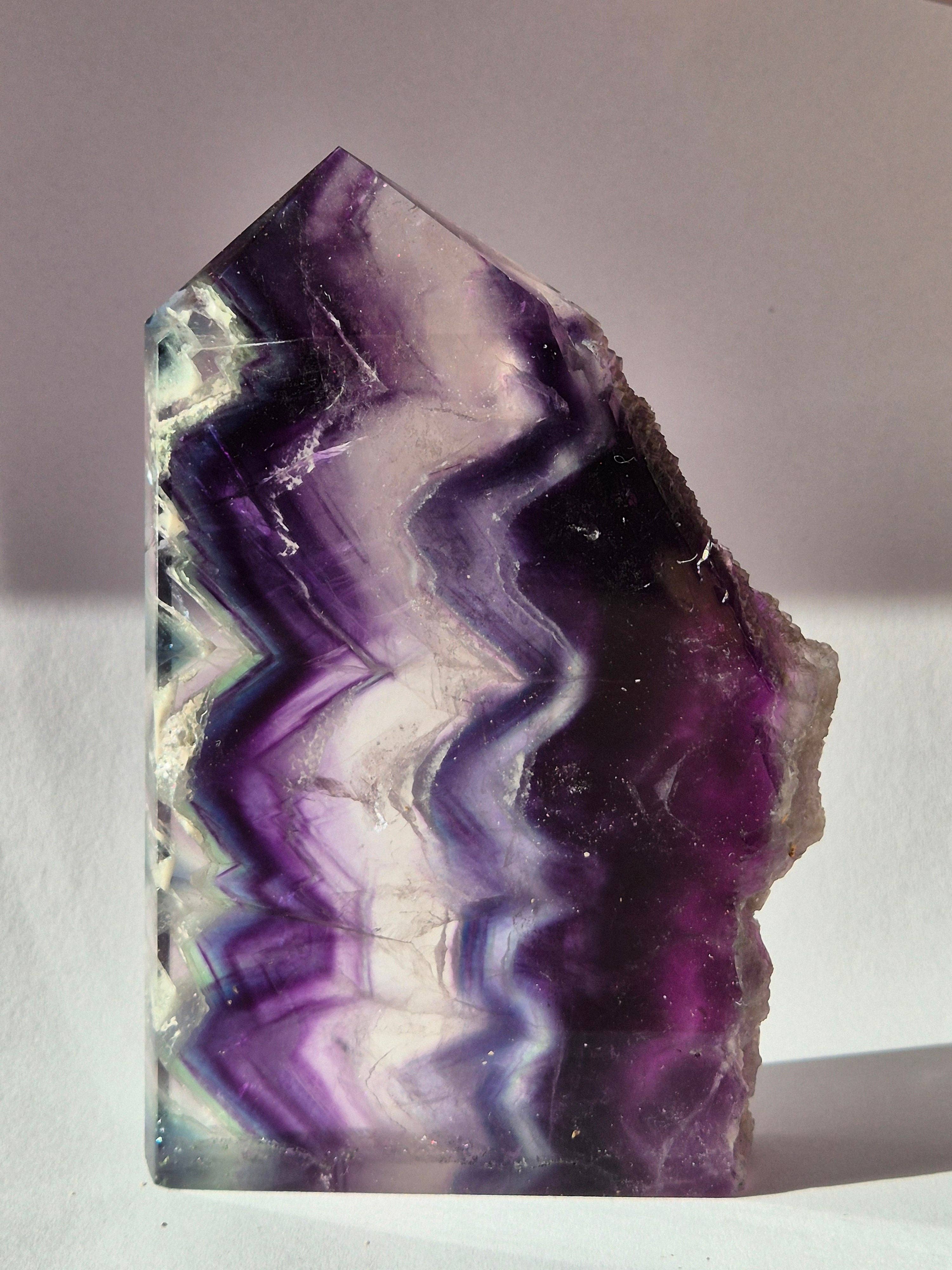 Candy Fluorite sculpture with rough edge - 658g