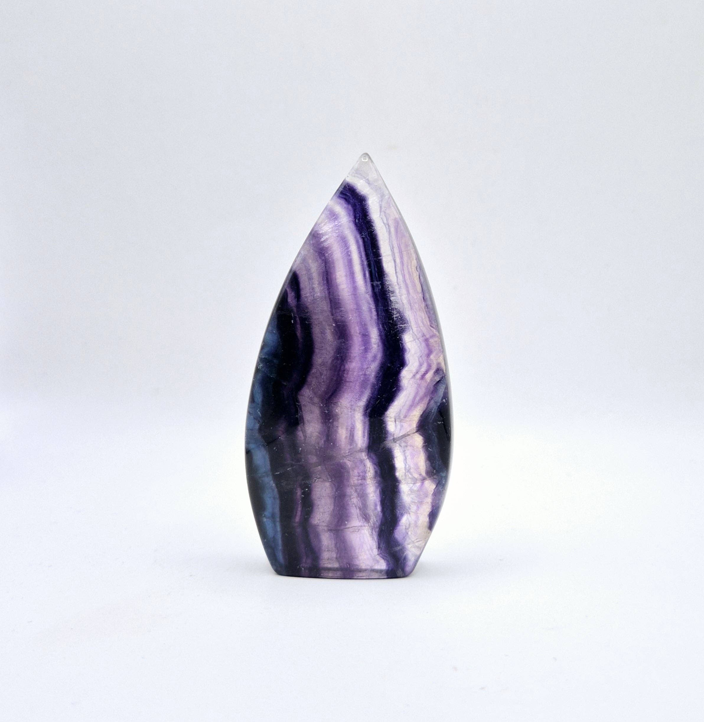 Colorful Rainbow Candy Fluorite - Teardrop Shaped Standing Gemstone Crystal Flame: N. Candy Fluorite Flame 213 grams