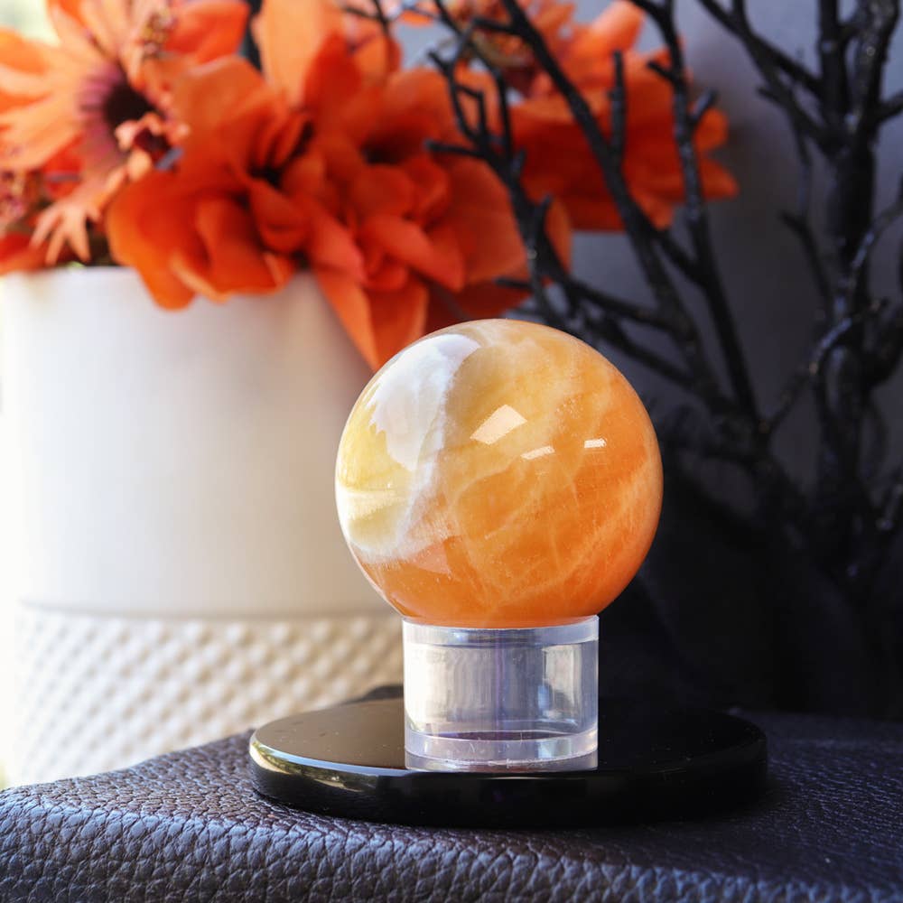 Orange Calcite Sphere | Crystal Spheres