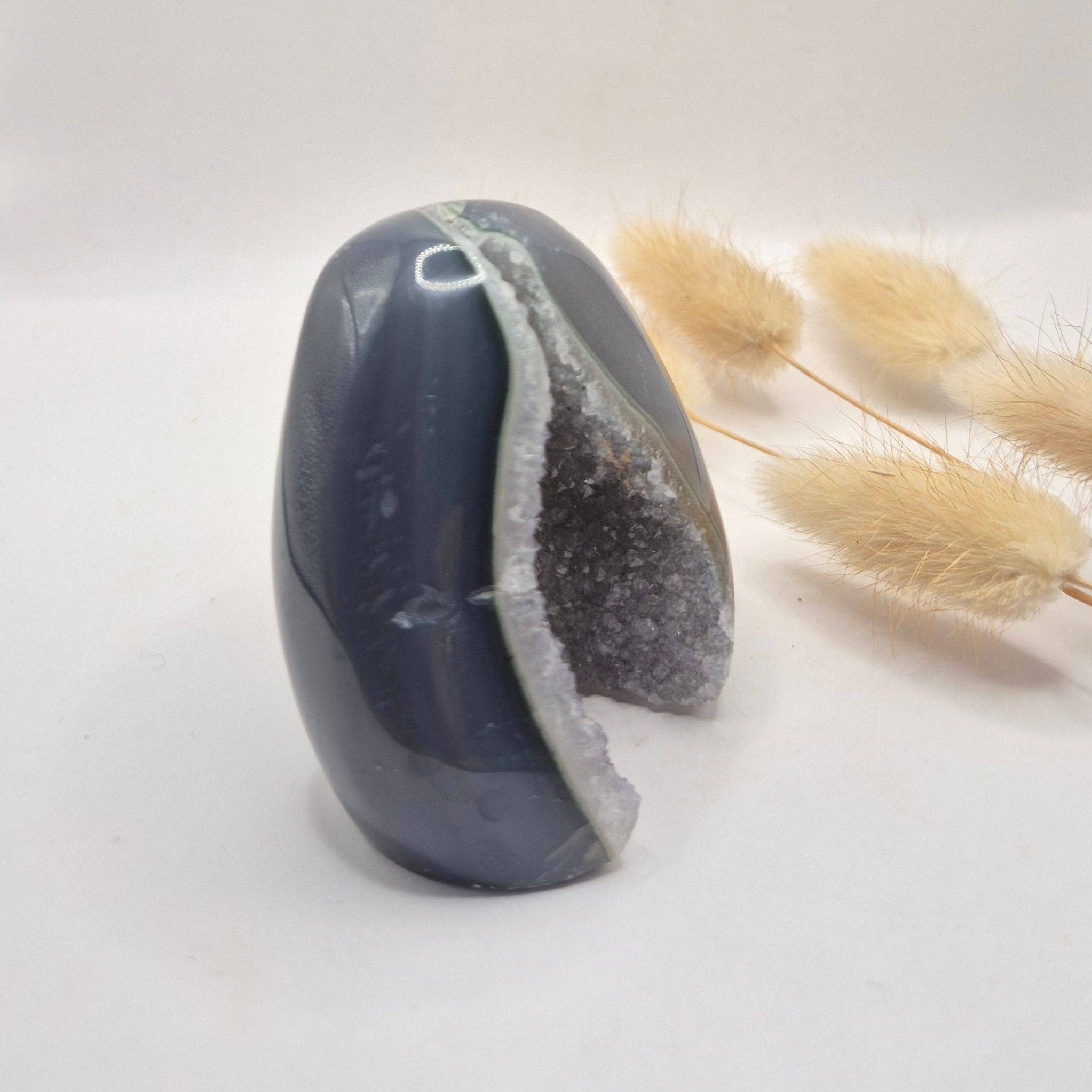 Druzy Gray Agate Freeform / Standing Gemstone Crystal - #62 180g