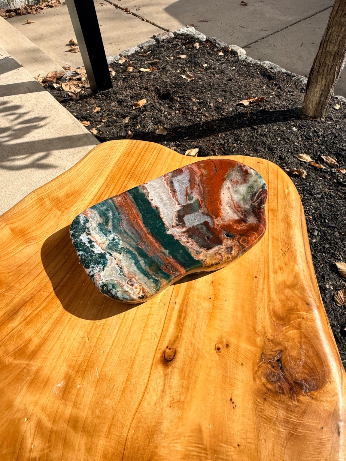 Polished jasper agate bowl original photograph view 2
