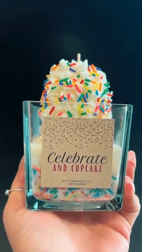 Vanilla Cupcake Rainbow Sprinkles Birthday Party Soy Candle