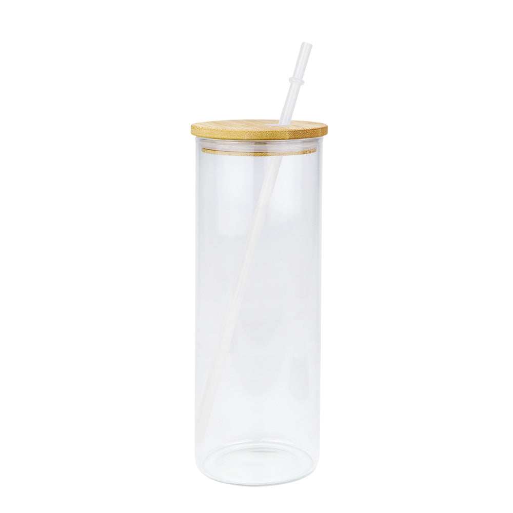 Glass with Bamboo and Plastic Lids - 25 oz
