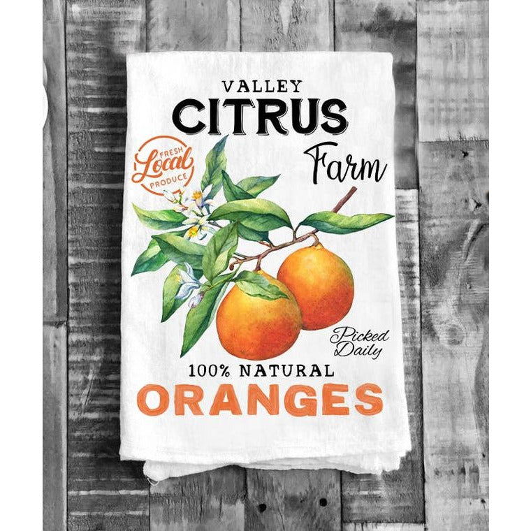 Farm Fresh Citrus Oranges Kitchen Cotton Tea Towels