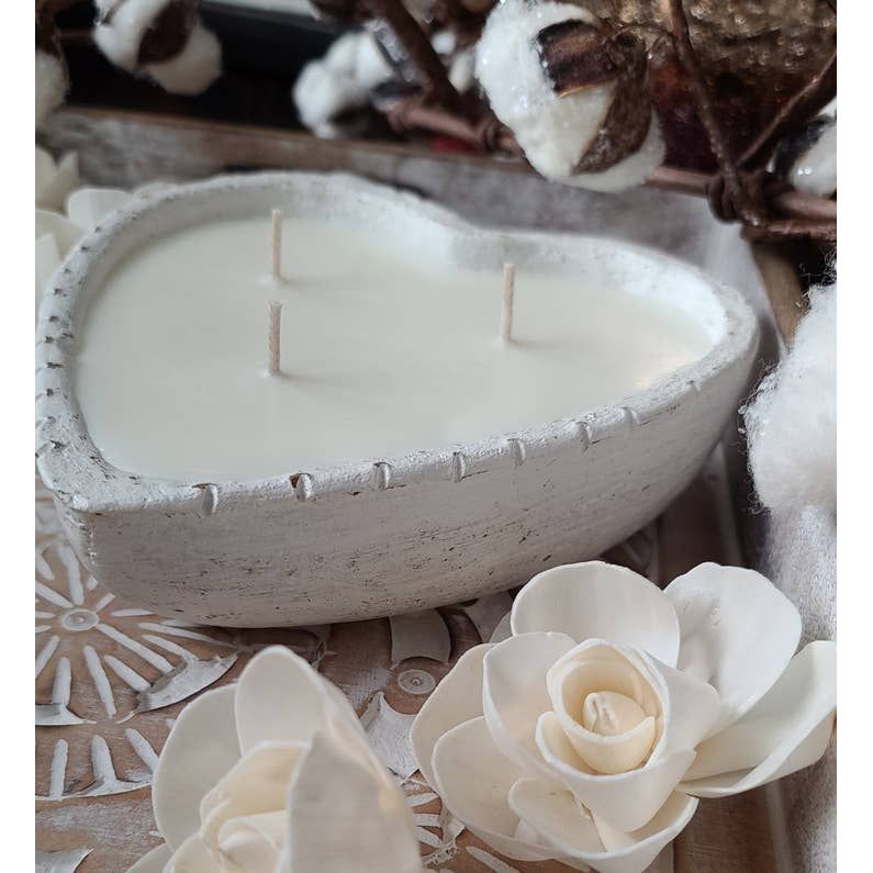 Heart Shaped Clay Bowl Candle