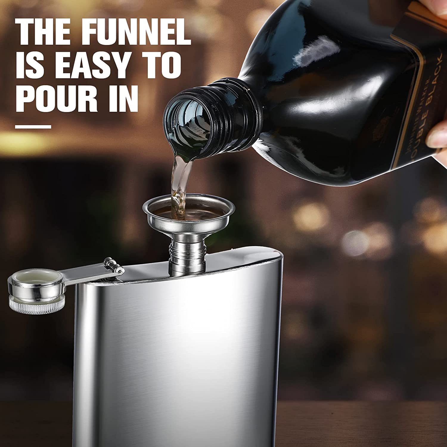 The Nipper - 6oz Stainless steel Flask with funnel