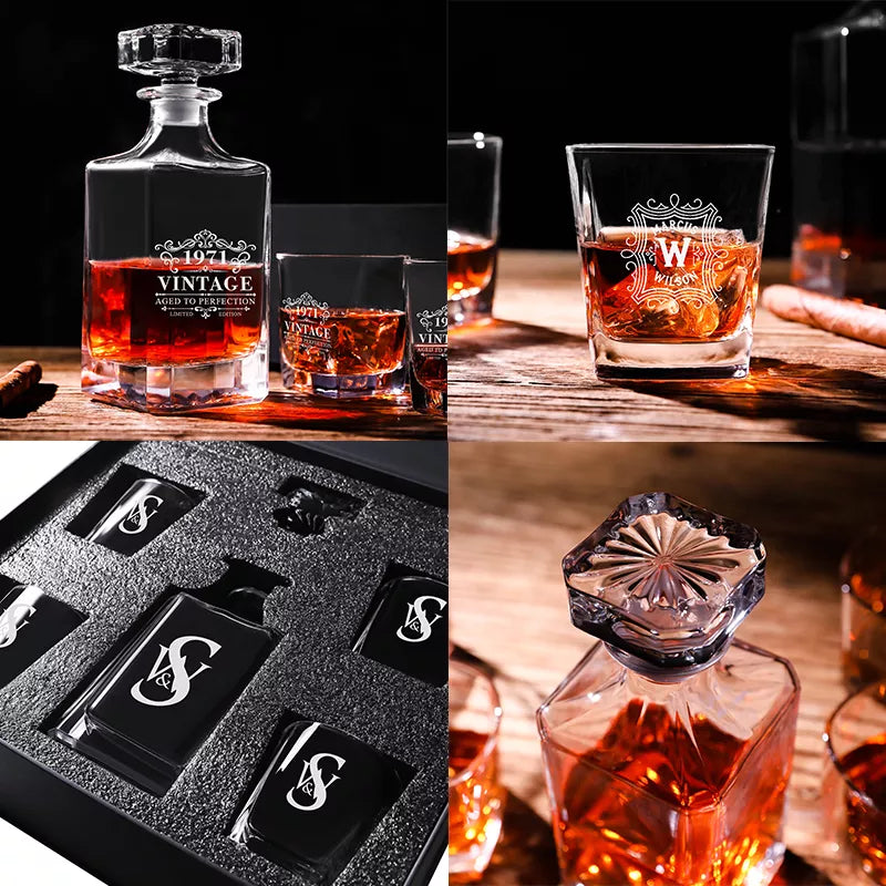 Whiskey Decanter 5 piece set with your personalized name
