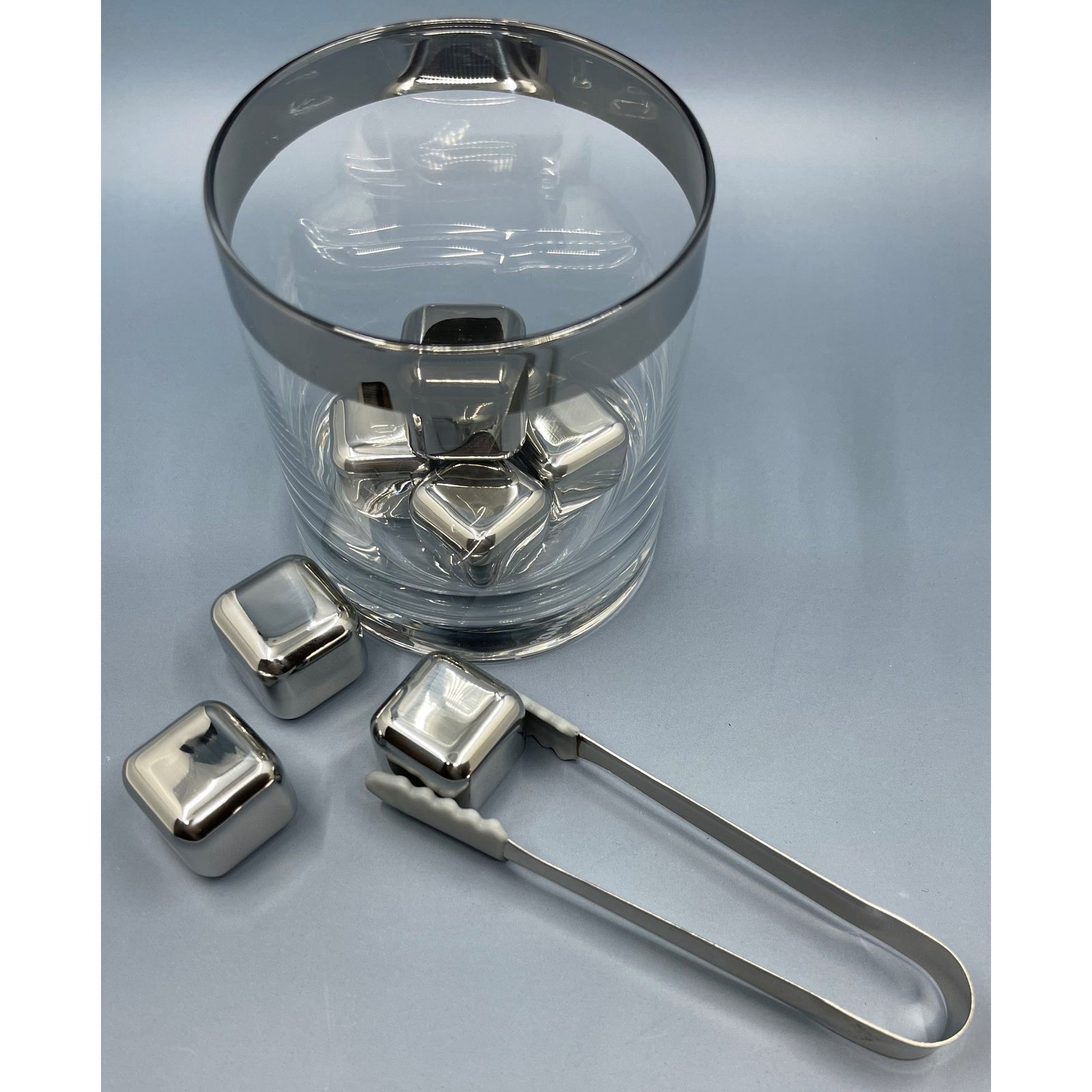 Stainless Steel whiskey chilling ice cubes 8 cube set