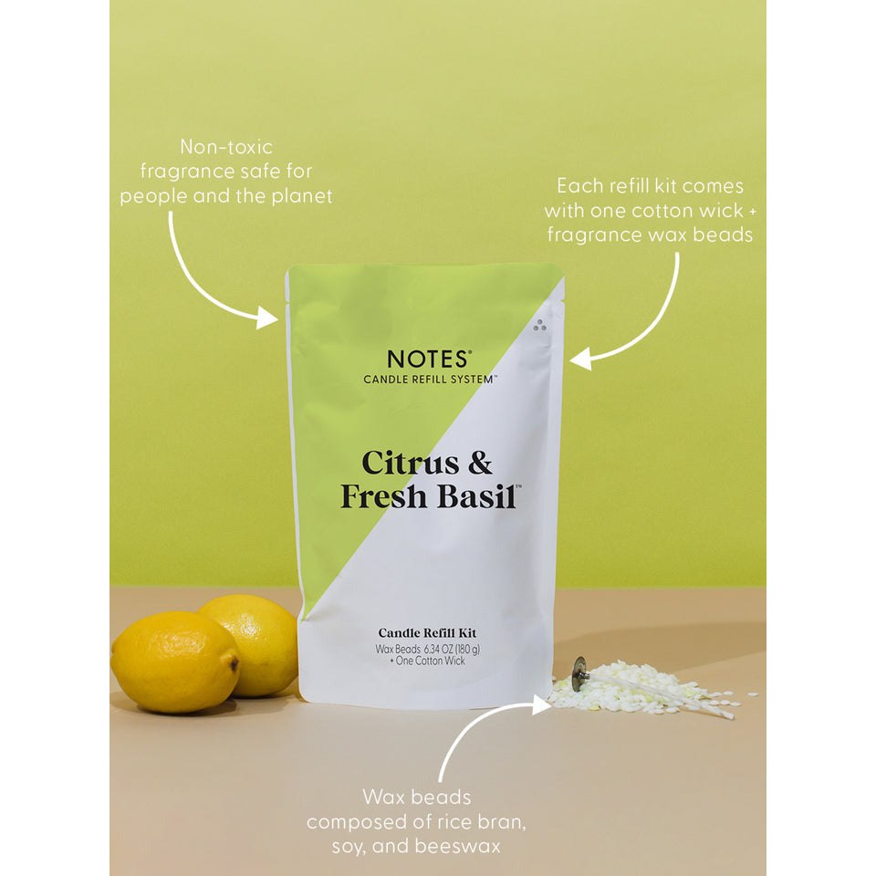 NOTES Candle Refill - Citrus & Fresh Basil