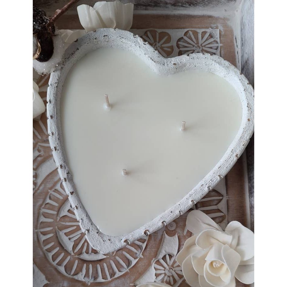Heart Shaped Clay Bowl Candle