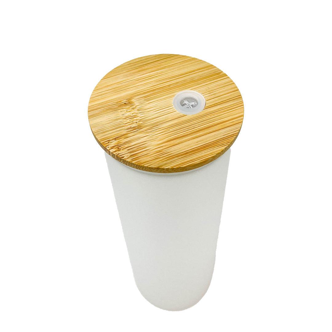 Glass with Bamboo and Plastic Lids - 25 oz